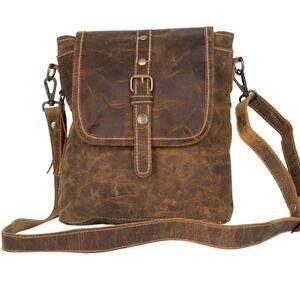 Brown Leather Flap Shoulder Bag